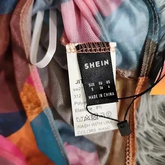 Shein Sheer colorful bodysuit. Nwt size small - Picture 4 of 6